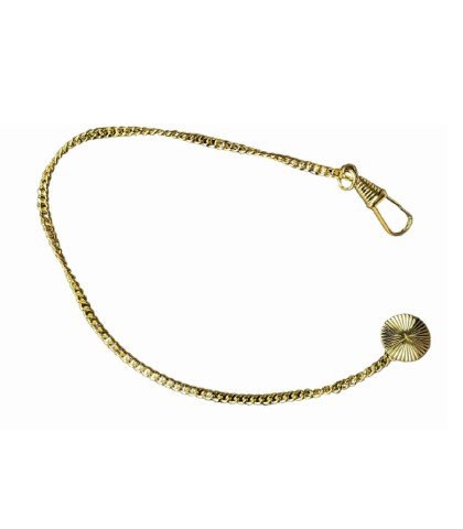 Brass gold-plated button-hole pocket watch chain 23 cm, 2,9 mm