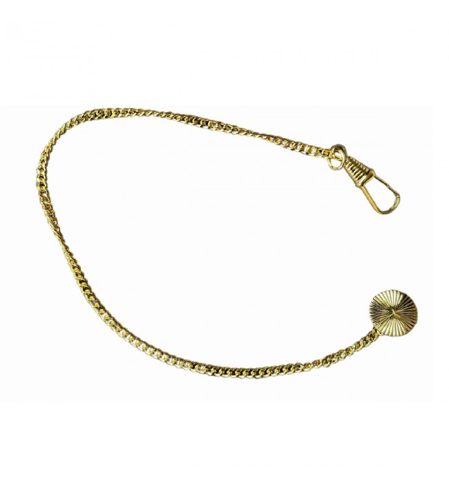Brass gold-plated button-hole pocket watch chain 23 cm, 2,9 mm