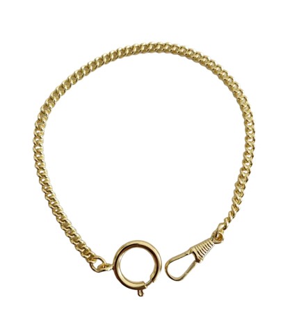 Brass gold-plated button-hole pocket watch chain 25 cm, 4,1 mm
