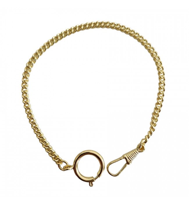 Brass gold-plated button-hole pocket watch chain 25 cm, 4,1 mm