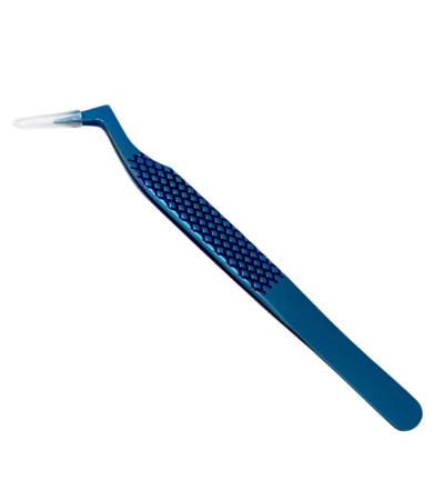 Buzzufy C15 curved blue tweezer, non-magnetic for watchmakers and jewellers, 110mm