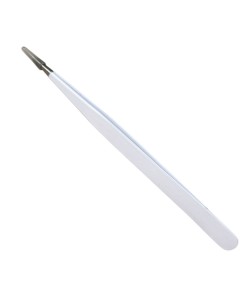Buzzufy C16 white coated tweezer for watch parts, non-magnetic, 140mm