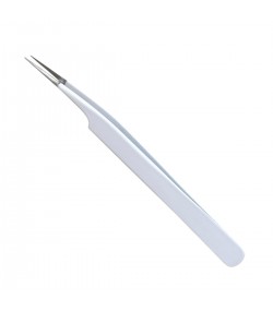 Buzzufy C17 white coated tweezer for watch parts, non-magnetic, 120mm
