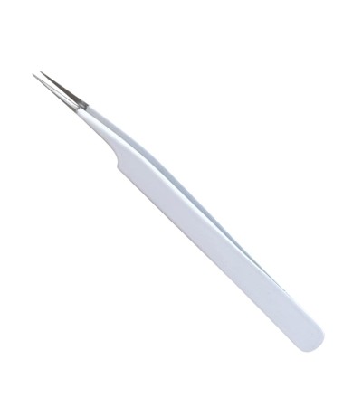 Buzzufy C17 white coated tweezer for watch parts, non-magnetic, 120mm