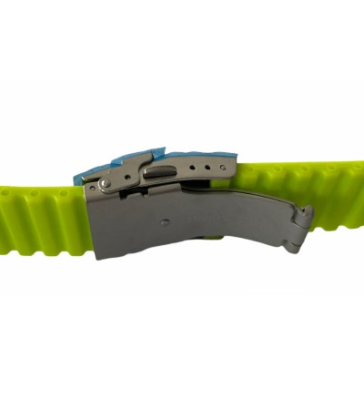 Buzzufy silicone neon green chrono watch strap with clasp 22mm