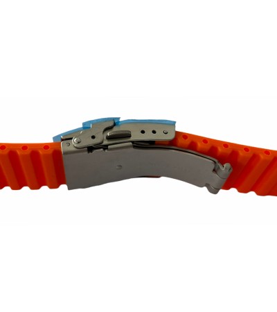 Buzzufy silicone orange chrono watch strap with clasp 20mm