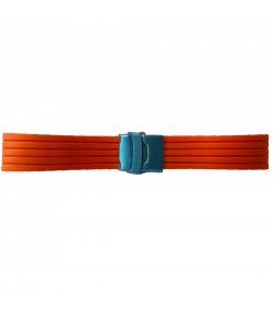 Buzzufy silicone orange watch strap with steel clasp, 22mm