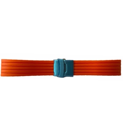 Buzzufy silicone orange watch strap with steel clasp, 22mm