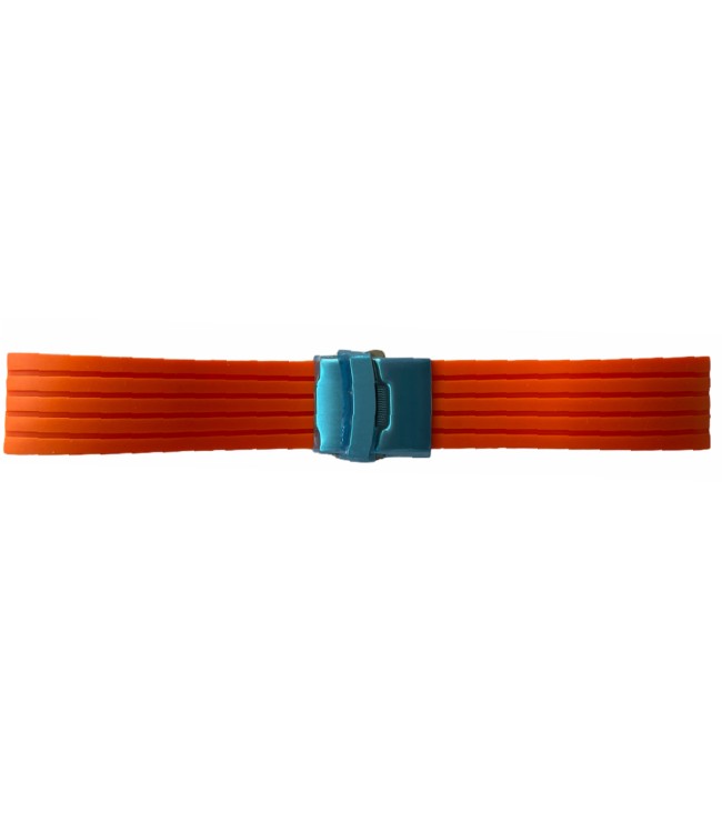 Buzzufy silicone orange watch strap with steel clasp, 22mm