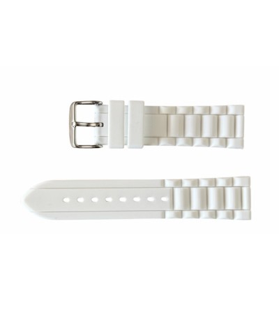 Buzzufy silicone strap watch, white, 22mm with stainless steel buckle