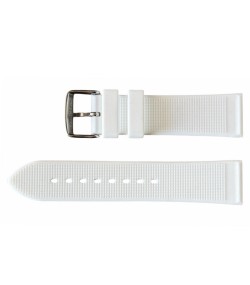 Buzzufy silicone strap watch, white, 20mm with stainless steel buckle