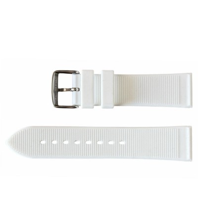 Buzzufy silicone strap watch, white, 20mm with stainless steel buckle