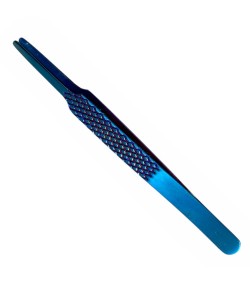 Buzzufy Z12 blue flat tip jeweler\'s tweezers, non-magnetic 120 mm
