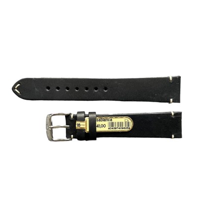 Casablanca genuine black leather watch strap with stitch 18 mm