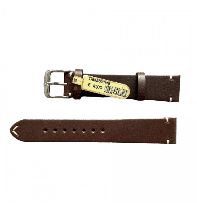 Casablanca genuine dark brown leather watch strap with stitch 18 mm