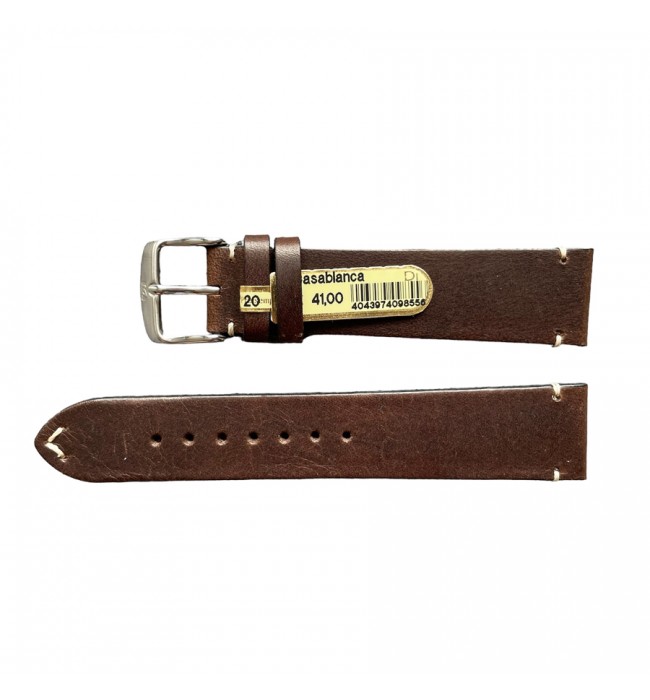 Casablanca genuine dark brown watch strap with stitch 20 mm