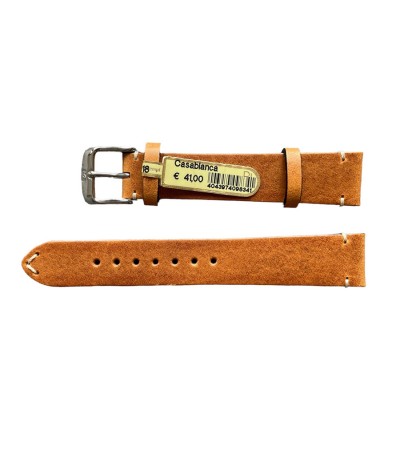 Casablanca genuine light brown leather watch strap with stitch 18 mm