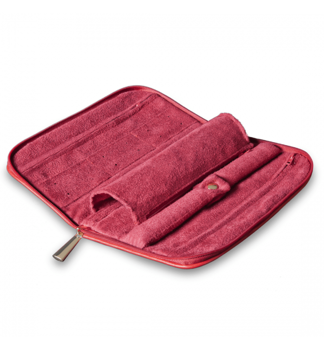 Connoisseurs leather red jewellery clutch CONN1054