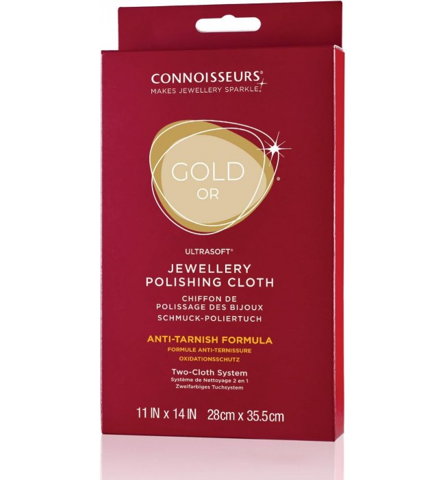 Connoisseurs Gold Jewellery Cleaning Cloth Ultrasoft Polishing Cloths to Clean, Buff & Restore Shine CONN738