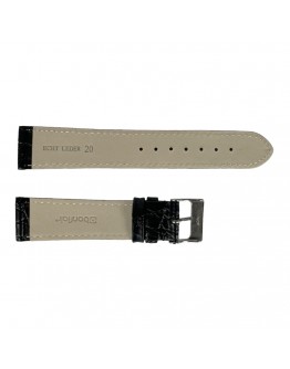 Croco pattern black leather watch s ...