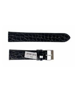 Croco pattern black leather watch strap 20 mm