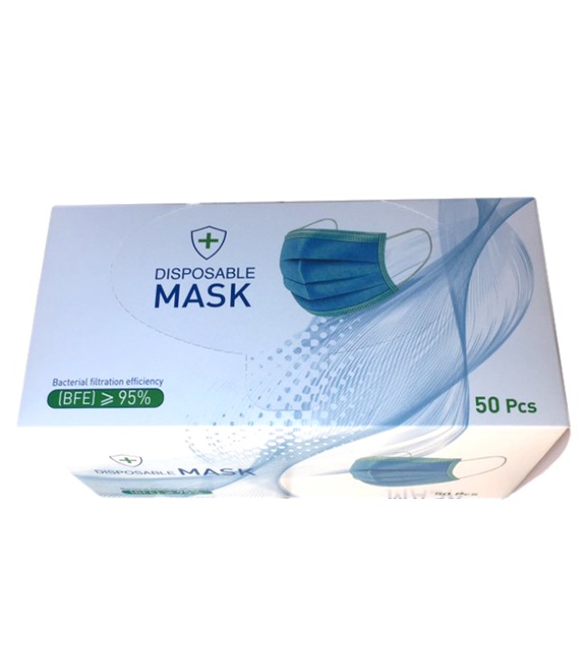 Disposable Face Masks, Triple Layer - Box of 50