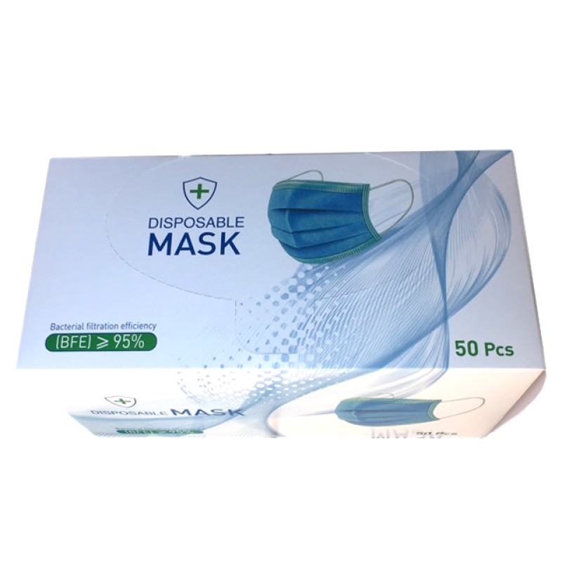 Disposable Face Masks, Triple Layer - Box of 50 Disposable Face Masks, Triple Layer - Box of 50