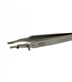 Dumont tweezer Type 9/2, for Breguet hairspring spiral, wide execution, stainless steel-carbon, 110 mm