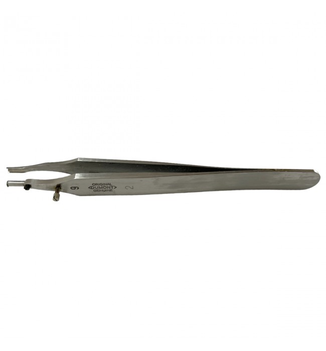 Dumont tweezer Type 9/2, for Breguet hairspring spiral, wide execution, stainless steel-carbon, 110 mm