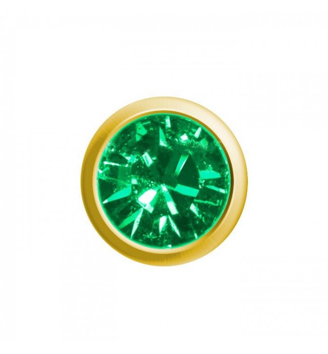Emerald imitation Easy Piercy Comfort gold plated ear studs Ø 3,95 mm