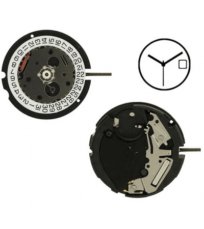 ETA 803.112 quartz movement with date on 3 o'clock H2= 176