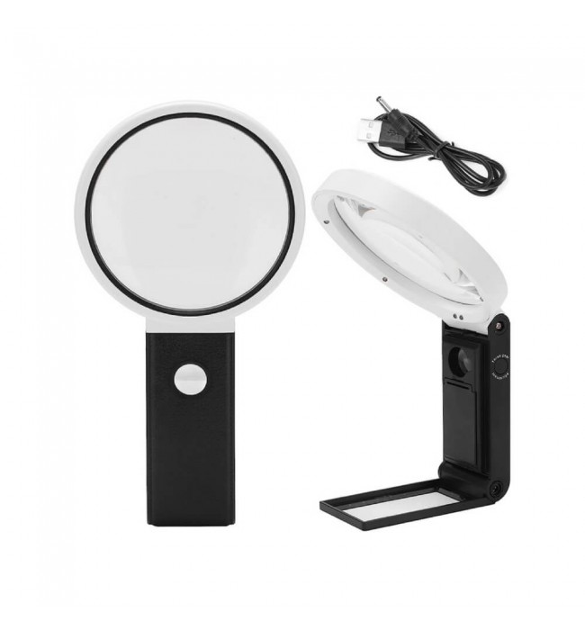Folding jewellers magnifying glass for pocket watches 10x and 25x with LED and UV