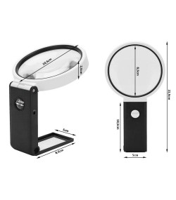 Folding jewellers magnifying glass for pocket watches 10x and 25x with LED and UV
