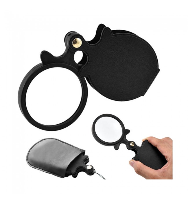 Folding magnifying glass pocket mini case for wall clocks, 3X