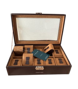 Friedrich 23 brown leather watch box for 10 watches