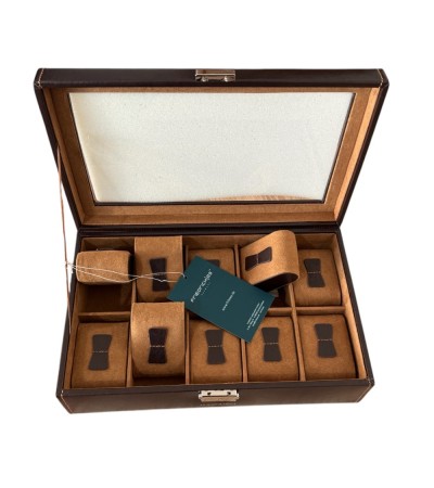 Friedrich 23 brown leather watch box for 10 watches