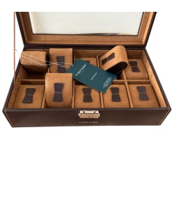 Friedrich 23 brown leather watch box for 10 watches