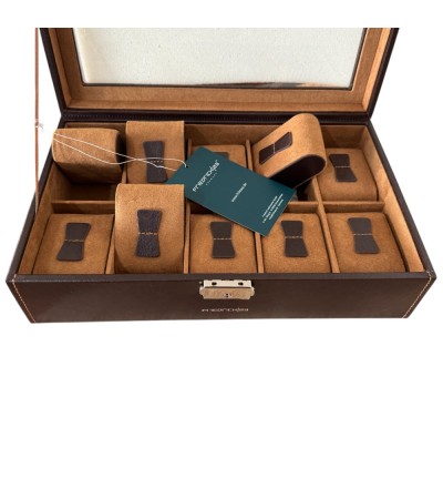Friedrich 23 brown leather watch box for 10 watches