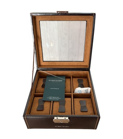 Friedrich 23 brown leather watch box for 6 watches