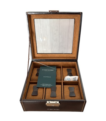 Friedrich 23 brown leather watch box for 6 watches