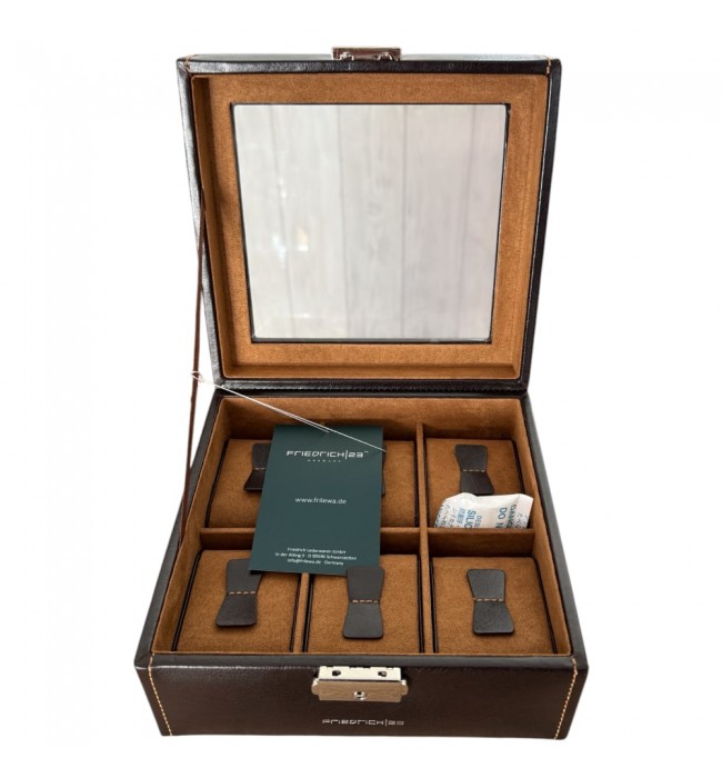 Friedrich 23 brown leather watch box for 6 watches