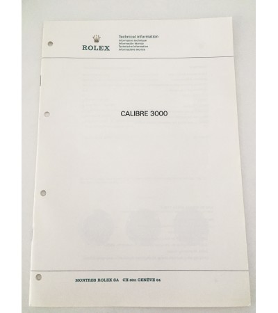 Genuine Rolex caliber 3000 Technical Information Service Catalog