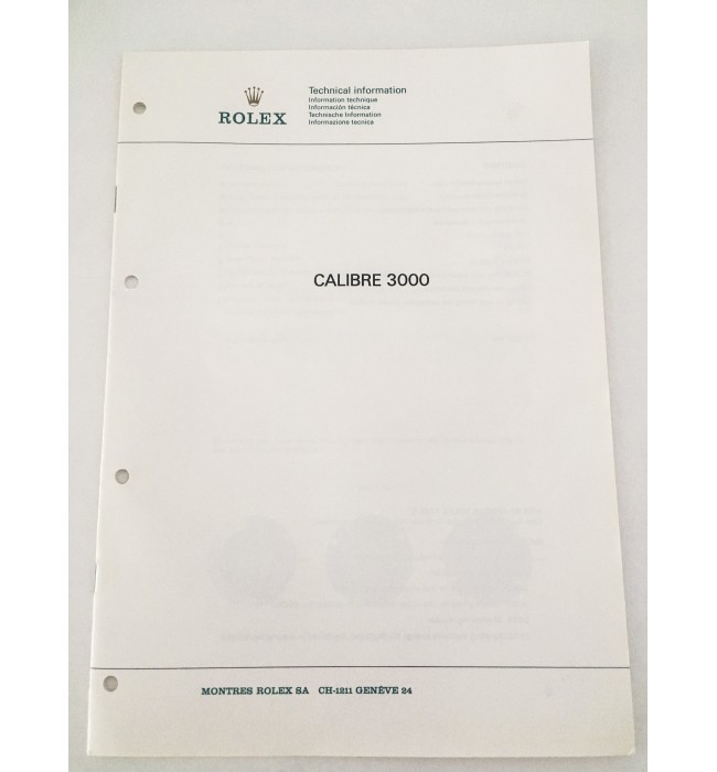 Genuine Rolex caliber 3000 Technical Information Service Catalog