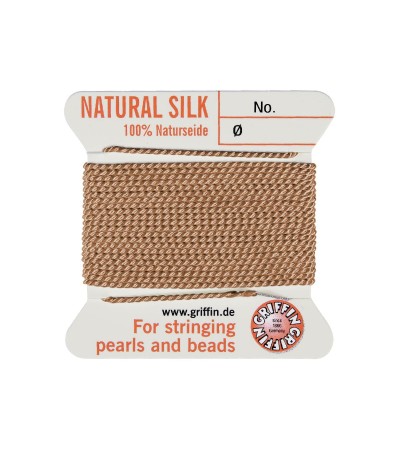 Griffin BeadCord natural silk karneol, 1 needle, 2m, size 12