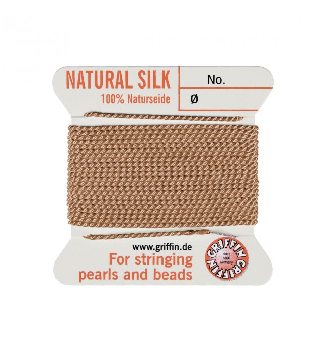 Griffin BeadCord natural silk karneol, 1 needle, 2m, size 12
