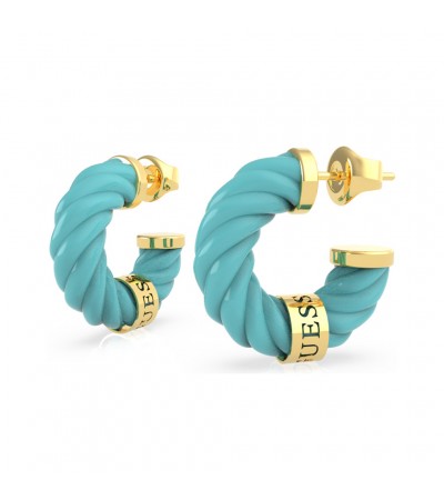 Guess women's turquoise earrings in yellow gold UBE70006