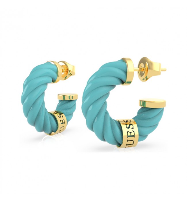 Guess women's turquoise earrings in yellow gold UBE70006