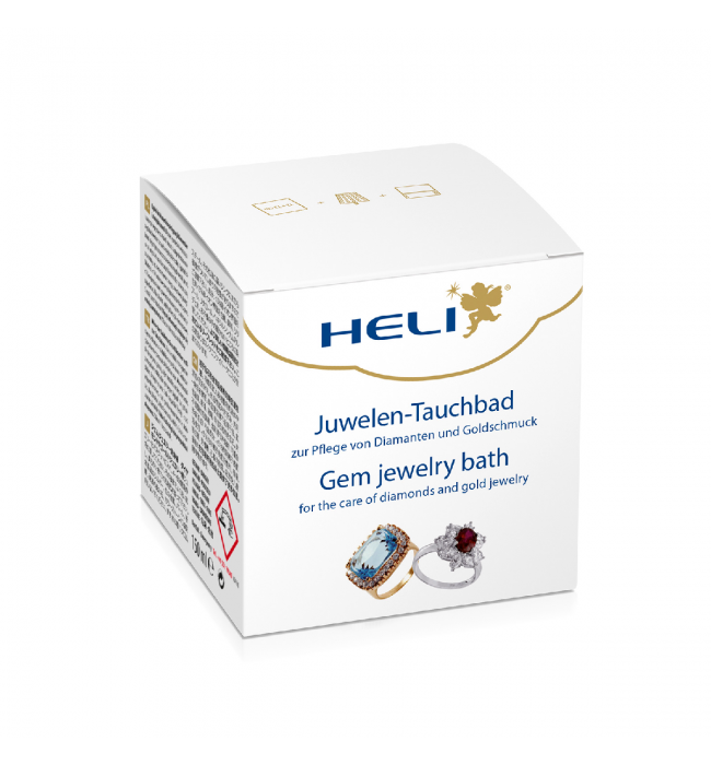 Heli gem jewelry bath with rinsing basket and cleaning cloth, jeweler's packaging, 150 ml