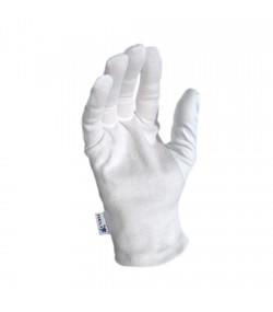 Heli presentation gloves, white, size M, 1 pair, microfiber and cotton