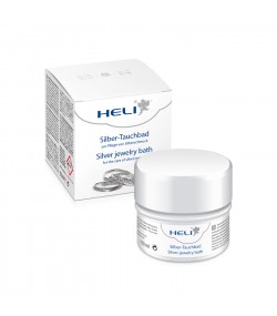 Heli silver jewelry bath with rinsing basket and cleaning cloth, jeweler\'s packaging 150 ml
